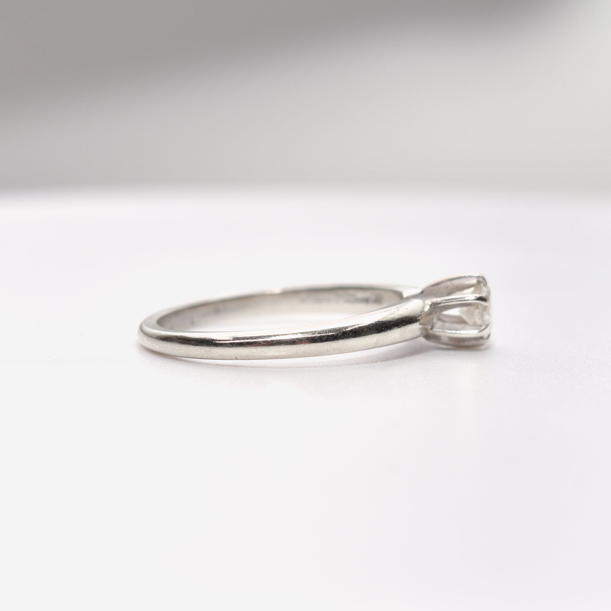 Minimalist 14K White Gold Diamond Engagement Ring, .25 CT Brilliant Solitaire, Size 6 1/4 US