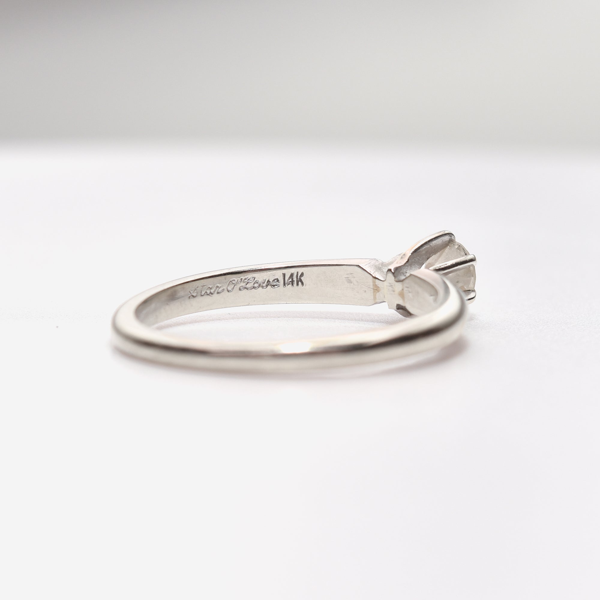 Minimalist 14K White Gold Diamond Engagement Ring, .25 CT Brilliant Solitaire, Size 6 1/4 US