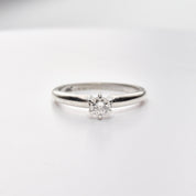 Minimalist 14K White Gold Diamond Engagement Ring, .25 CT Brilliant Solitaire, Size 6 1/4 US