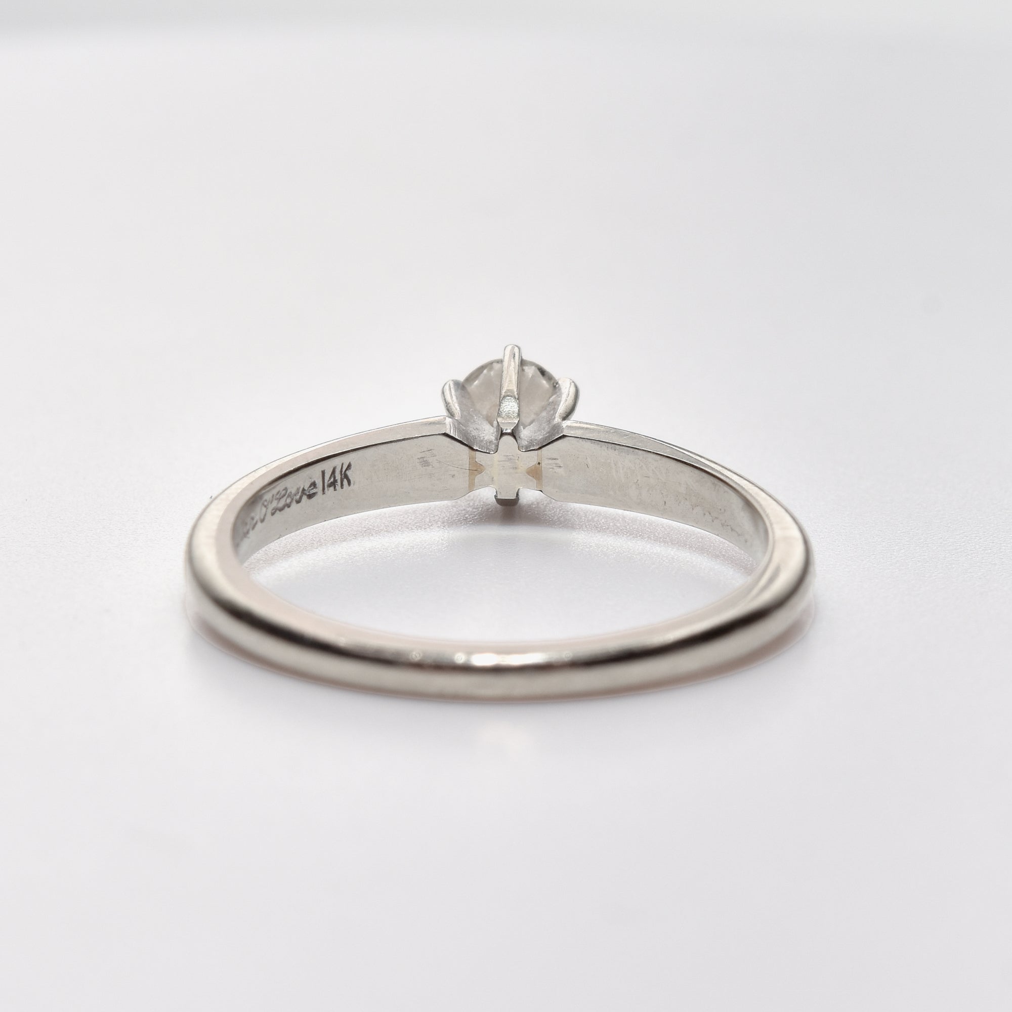 Minimalist 14K White Gold Diamond Engagement Ring, .25 CT Brilliant Solitaire, Size 6 1/4 US
