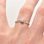 Minimalist 14K White Gold Diamond Engagement Ring, .25 CT Brilliant Solitaire, Size 6 1/4 US