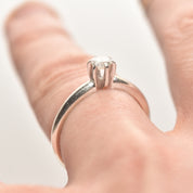 Minimalist 14K White Gold Diamond Engagement Ring, .25 CT Brilliant Solitaire, Size 6 1/4 US