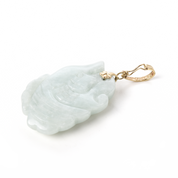 14K Gold Carved White Jade Fish Pendant