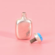Vintage Sterling Silver Perfume Flask with Gemstone Cap
