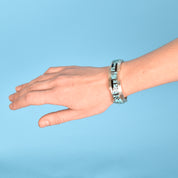 Turquoise and Black Onyx Sterling Silver Inlay Cuff