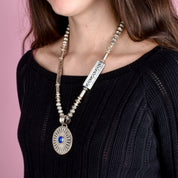 Navajo Signed R. Wiley Sterling Silver Necklace with Lapis Lazuli Pendant