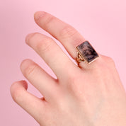 14K Gold Dendritic Agate Statement Ring