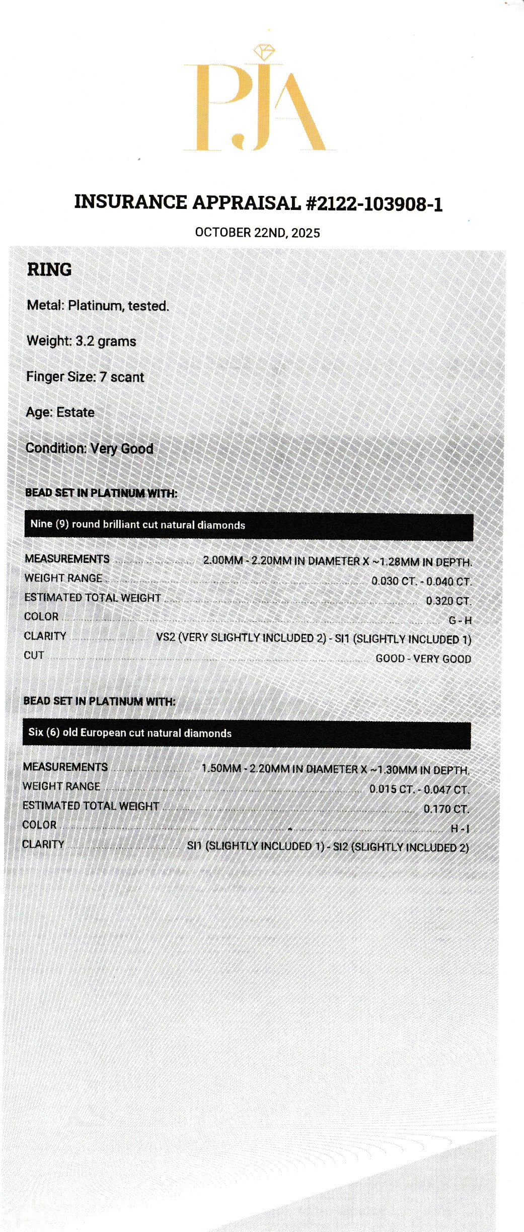 Edwardian Revival Platinum Diamond Grid Ring