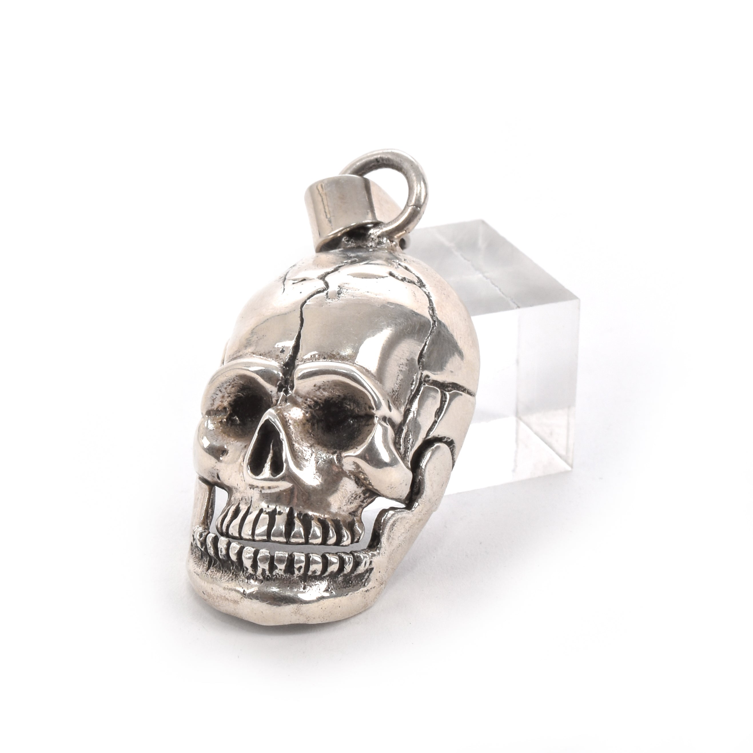 Sterling Silver Skull Pendant with Articulating Jaw