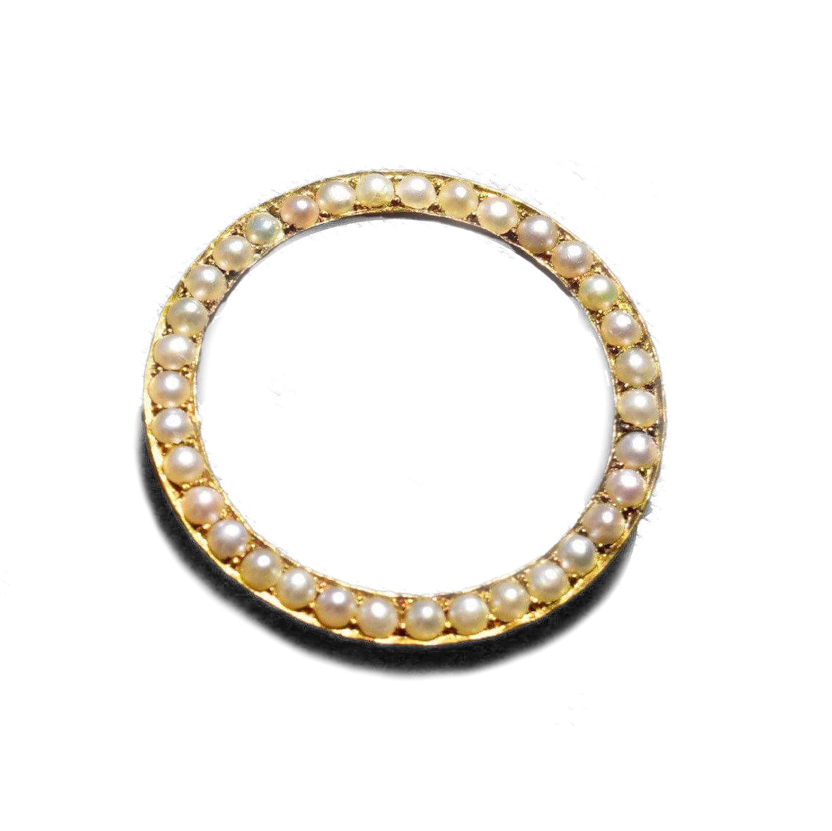 Antique 10K Seed Pearl Circle Pin
