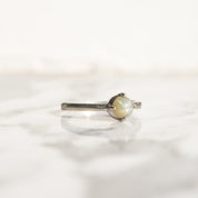14K White Gold Green Star Sapphire Solitaire Ring