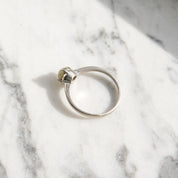 14K White Gold Green Star Sapphire Solitaire Ring