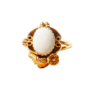 14K Yellow Gold Flower/Leaf Opal Ring