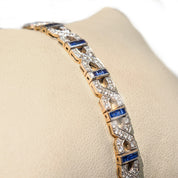 18K White Gold Diamond Sapphire Infinity Link Bracelet