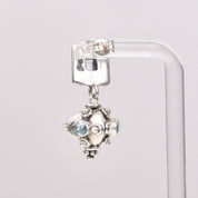 Bali-Style Sterling Silver Blue Topaz Earrings, Small Chunky Pierced Dangle Earrings, 1.25" L