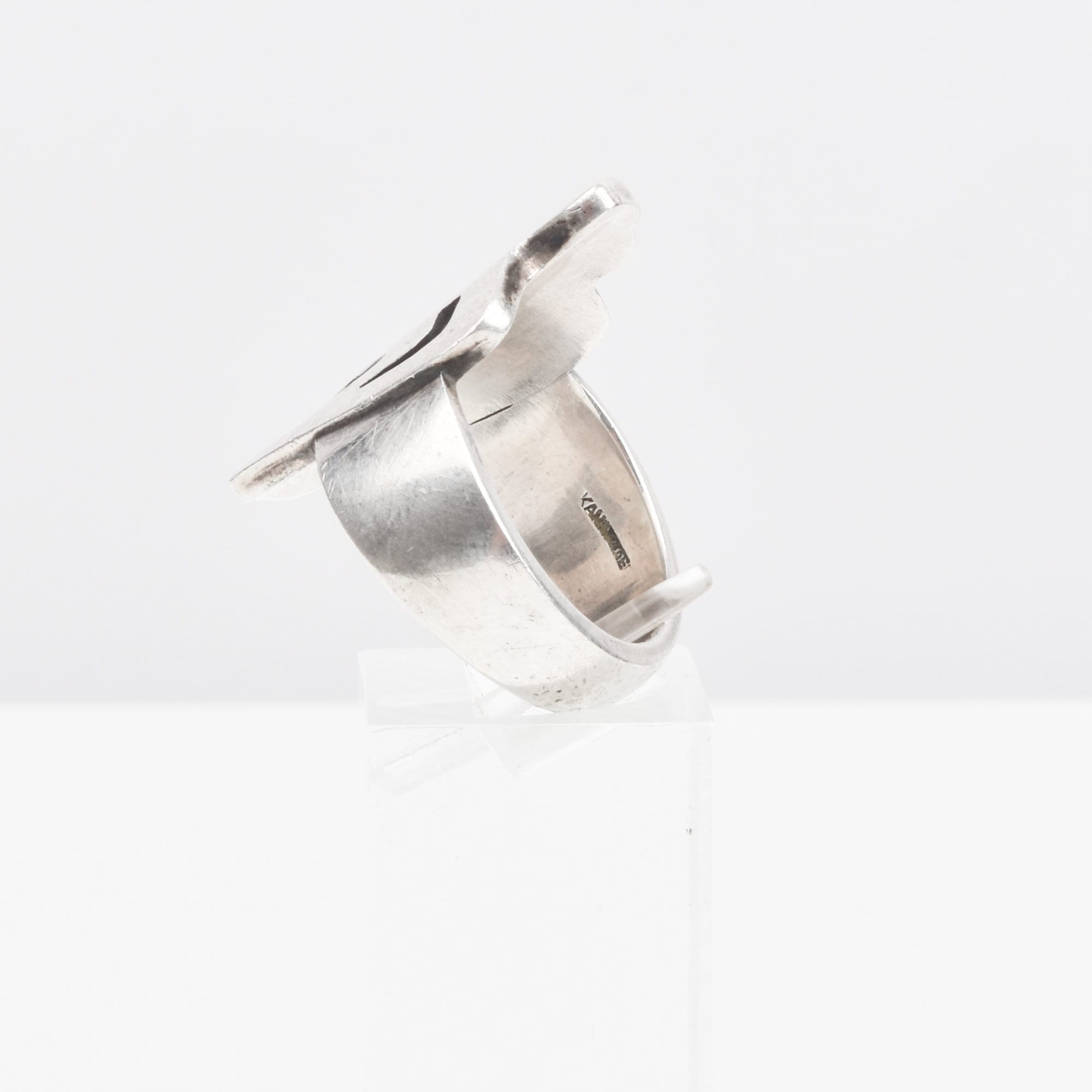 Modernist Sterling Silver Carved Thunderbird Ring