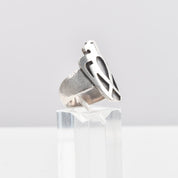 Modernist Sterling Silver Carved Thunderbird Ring