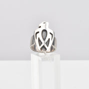 Modernist Sterling Silver Carved Thunderbird Ring