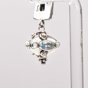 Bali-Style Sterling Silver Blue Topaz Earrings, Small Chunky Pierced Dangle Earrings, 1.25" L