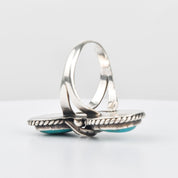 Navajo Two-Stone Turquoise Ring In Sterling Silver, Native American Jewelry, Size 10 1/2 US