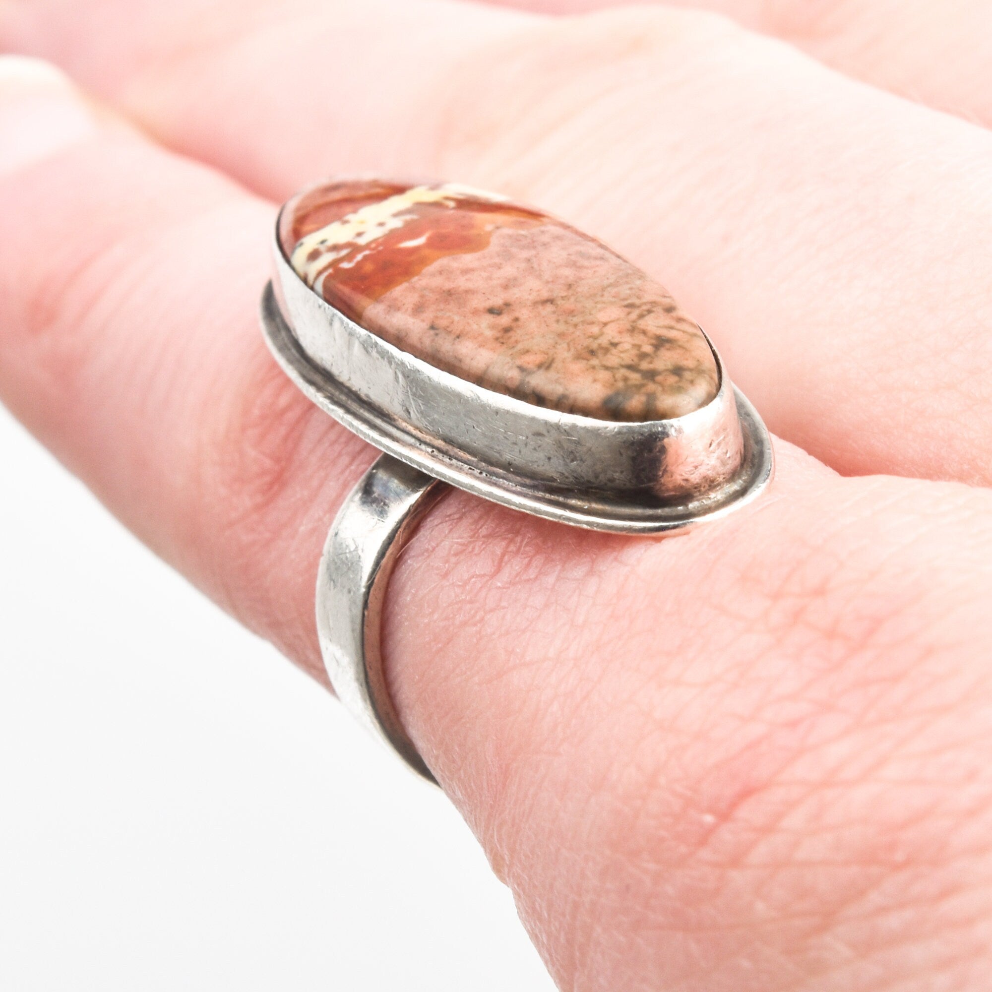 Rosetta Jasper Gemstone Ring Set In Sterling Silver