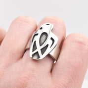Modernist Sterling Silver Carved Thunderbird Ring
