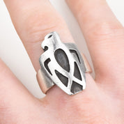 Modernist Sterling Silver Carved Thunderbird Ring