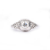 Art Deco 14K Diamond Filigree Engagement Ring