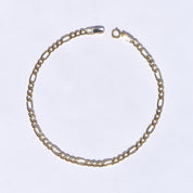 Italian 10K Figaro Bracelet/Anklet, 3mm Yellow Gold Chain, Estate Jewelry, 8.25"