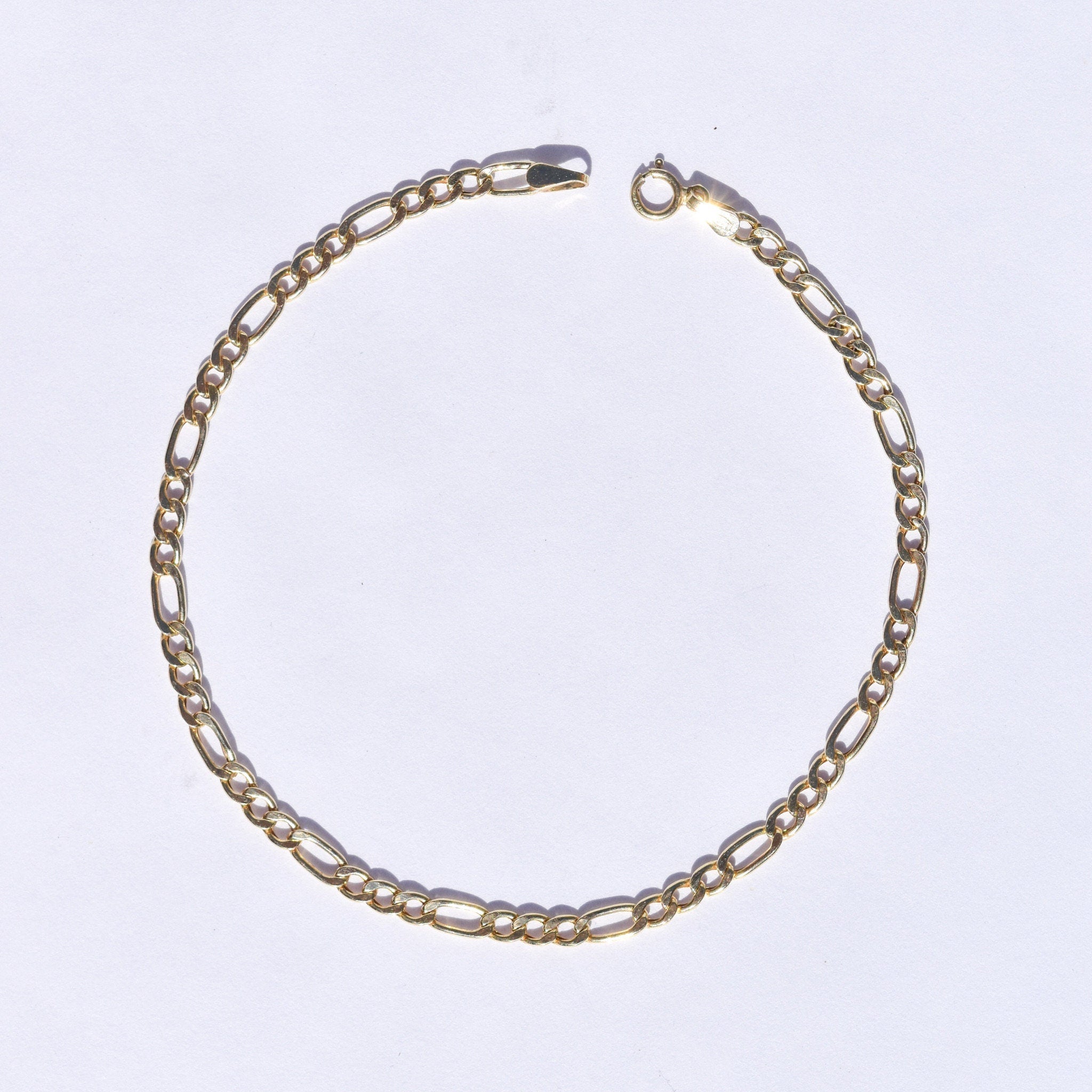 Anklet, 3mm Yellow Gold Chain, Estate Jewelry, 8.25"