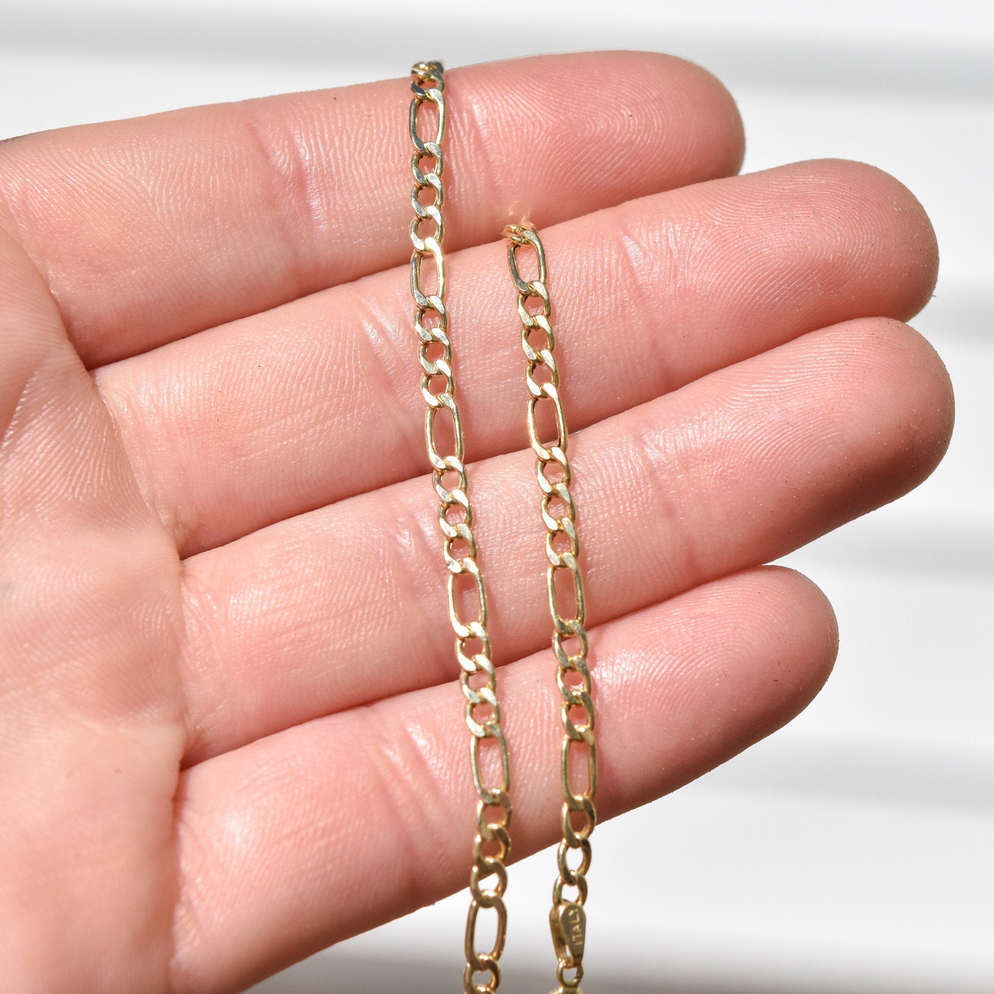 Anklet, 3mm Yellow Gold Chain, Estate Jewelry, 8.25"