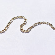 Italian 10K Figaro Bracelet/Anklet, 3mm Yellow Gold Chain, Estate Jewelry, 8.25"