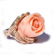 14K Carved Coral Rose Ring