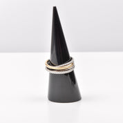 Vintage David Yurman Crossover Ring In Sterling Silver & 18k Gold, Two-Tone Rope Ring, Estate Jewelry, Size 6 3/4 US