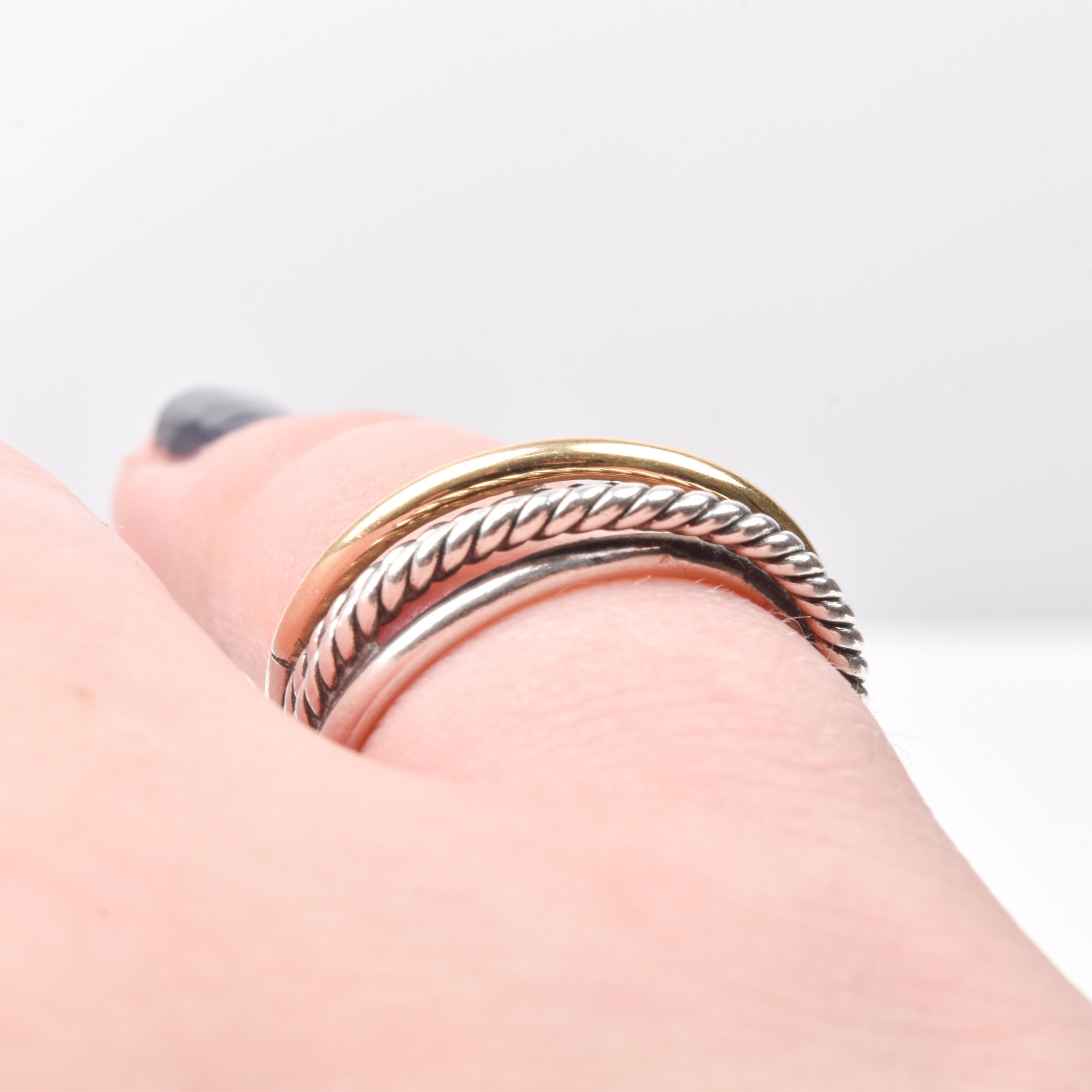 Vintage David Yurman Crossover Ring In Sterling Silver & 18k Gold, Two-Tone Rope Ring, Estate Jewelry, Size 6 3/4 US