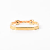 18K Gold Sapphire and Diamond Unique Square Band Ring, Vintage Stacking Ring, Size 7 US