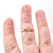 18K Gold Sapphire and Diamond Unique Square Band Ring, Vintage Stacking Ring, Size 7 US