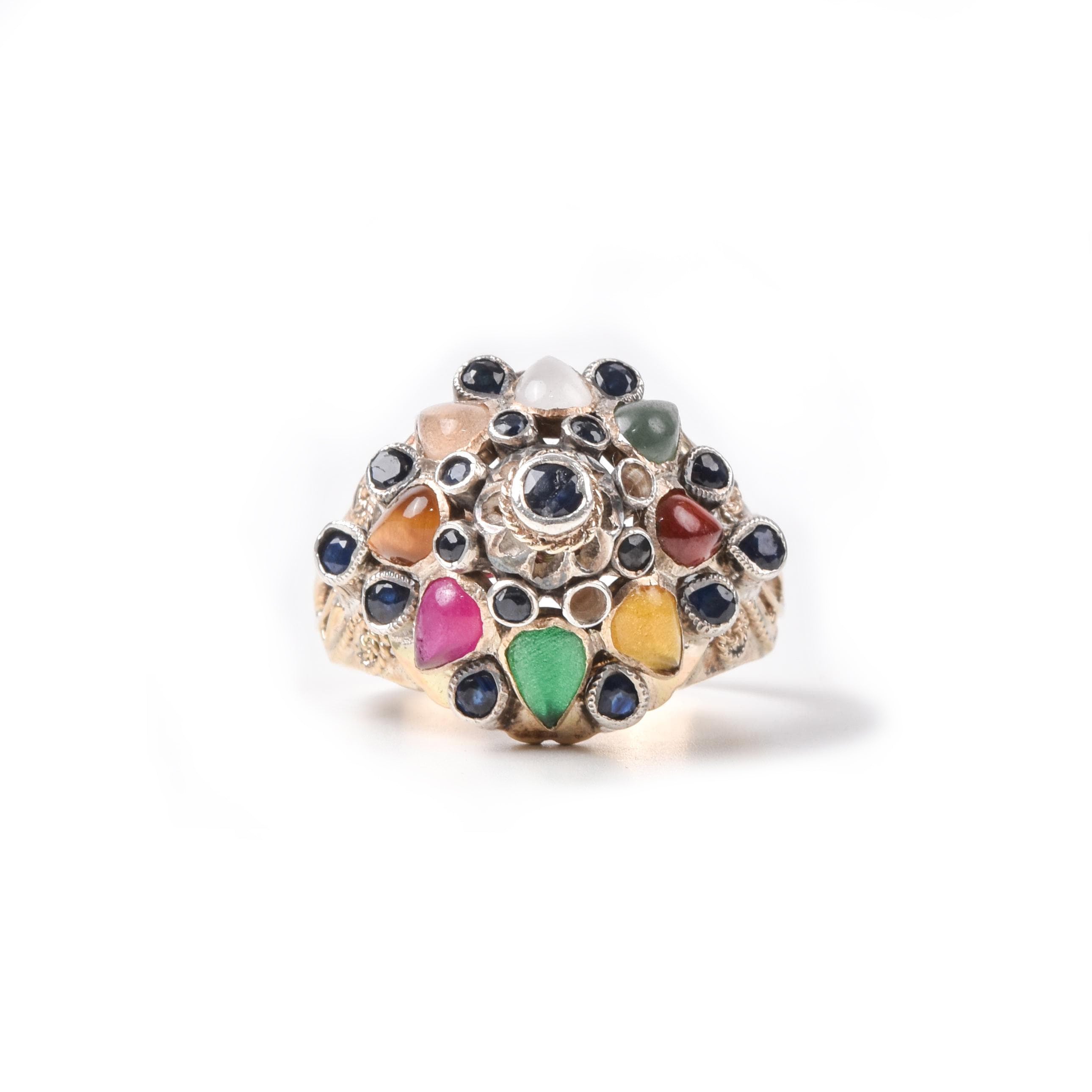 8K Gold Multi-Stone Mughal Indian Harem Princess Ring