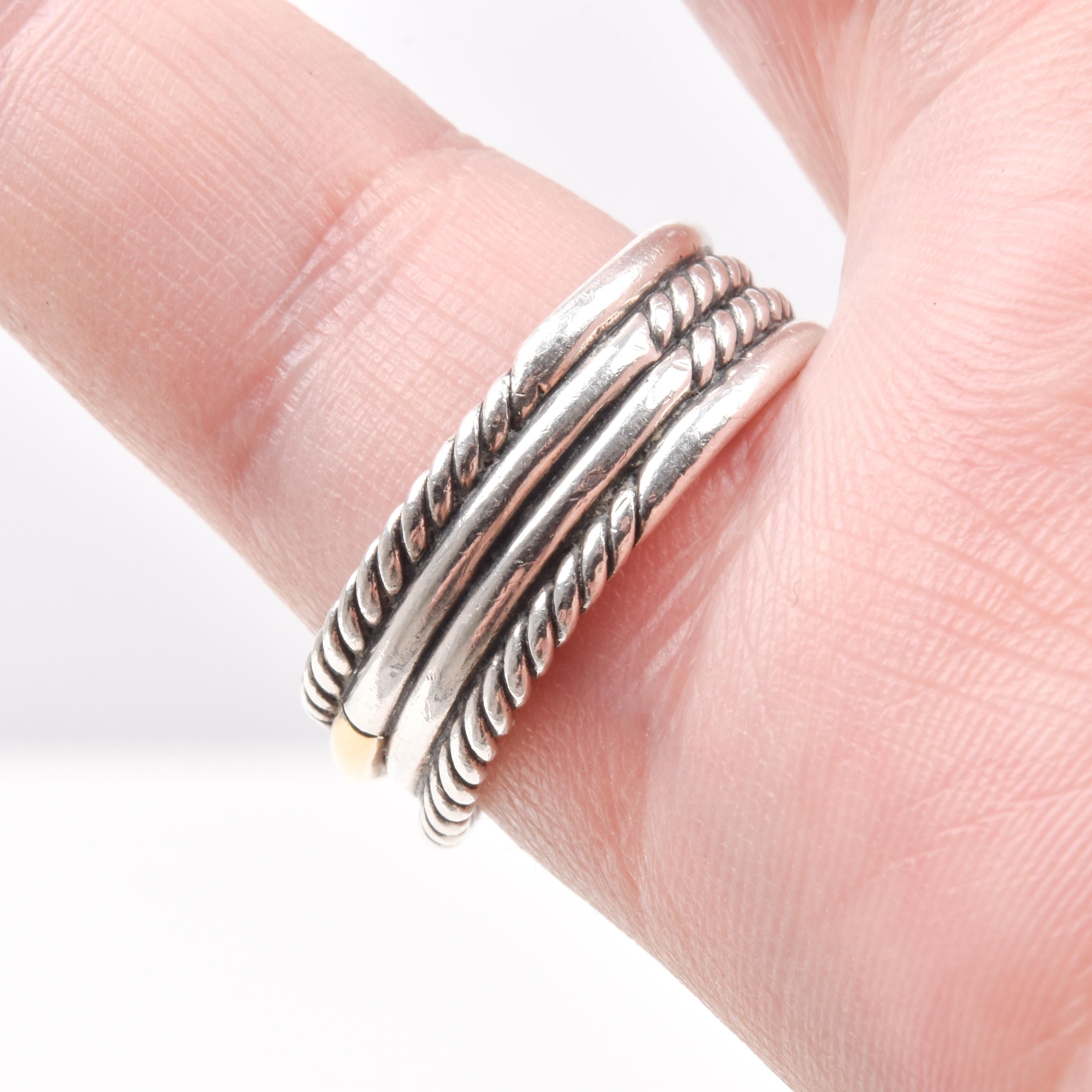 Vintage David Yurman Crossover Ring In Sterling Silver & 18k Gold, Two-Tone Rope Ring, Estate Jewelry, Size 6 3/4 US