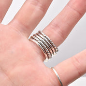 Vintage David Yurman Pure Form Wide Articulating Two-Tone Ring, in Sterling Silver with 18K Gold, Size 7