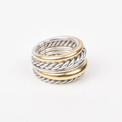 Vintage David Yurman Pure Form Wide Articulating Two-Tone Ring, in Sterling Silver with 18K Gold, Size 7