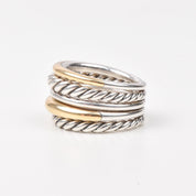 Vintage David Yurman Pure Form Wide Articulating Two-Tone Ring, in Sterling Silver with 18K Gold, Size 7
