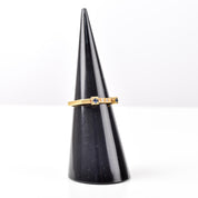 18K Gold Sapphire and Diamond Unique Square Band Ring, Vintage Stacking Ring, Size 7 US