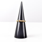 18K Gold Sapphire and Diamond Unique Square Band Ring, Vintage Stacking Ring, Size 7 US