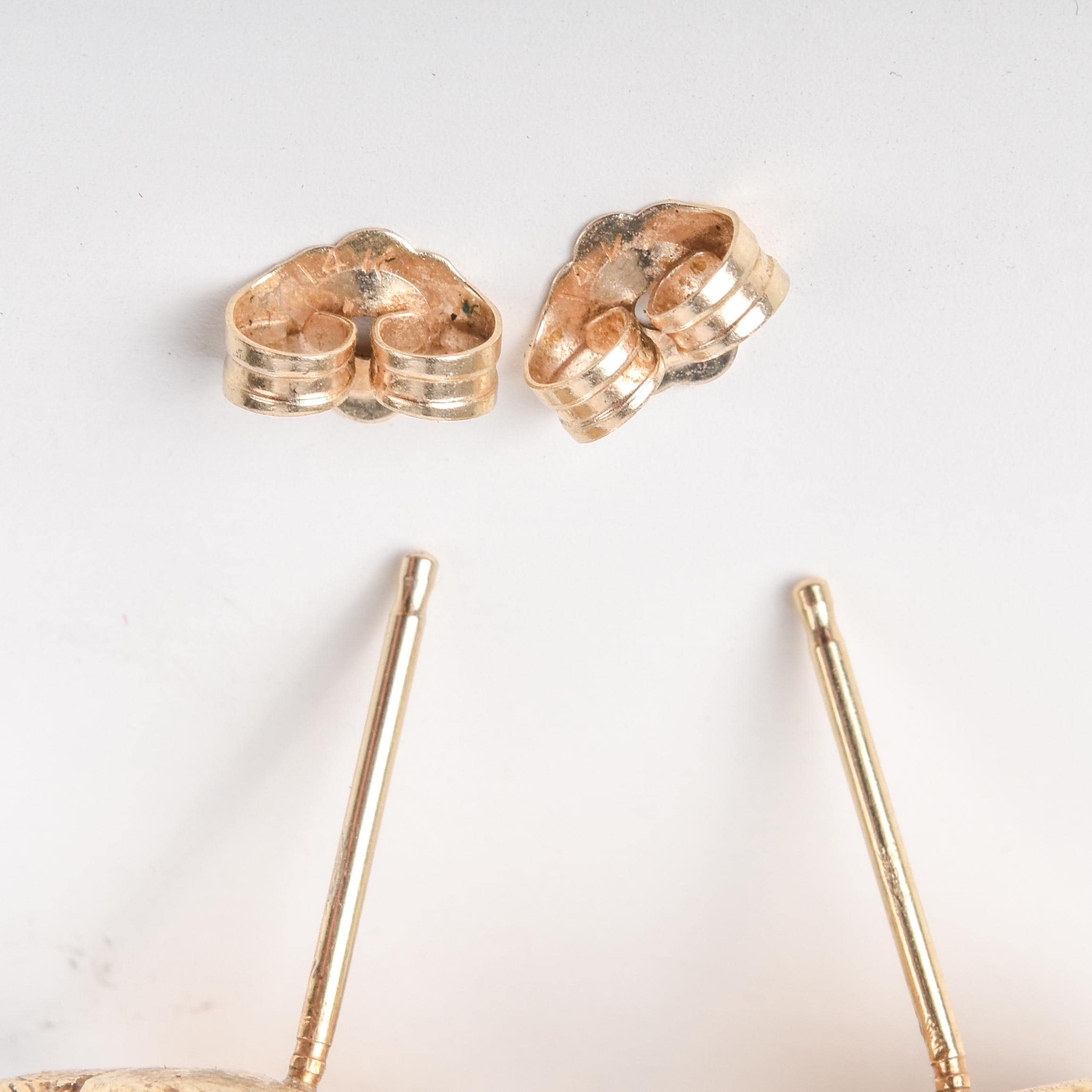 Vintage Round Button 14K Gold Opal Stud Earrings