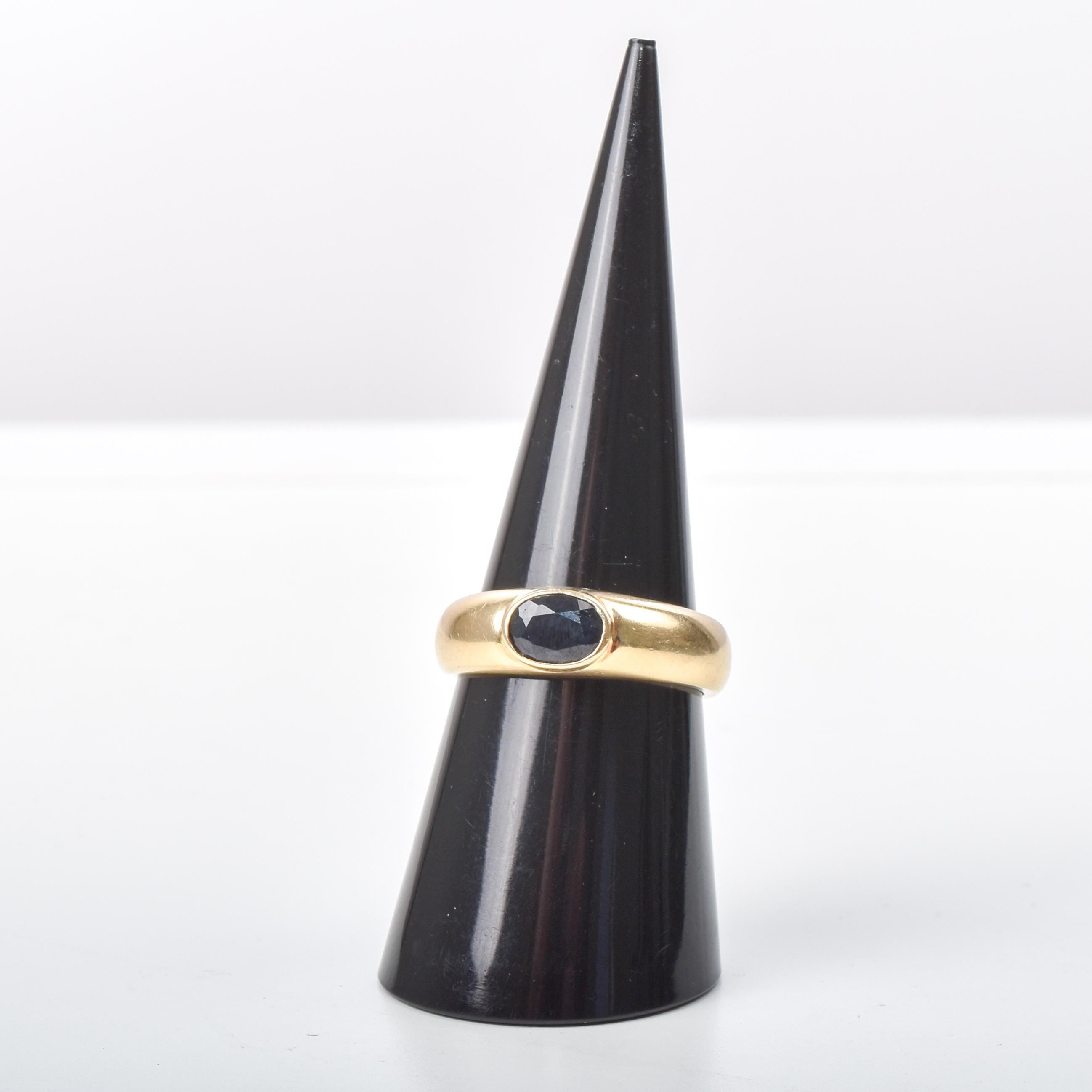 14K Italian Gold "Ellipse" Sapphire Ring