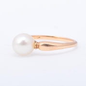 14K Gold Pearl Solitaire Ring
