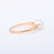 14K Gold Pearl Solitaire Ring