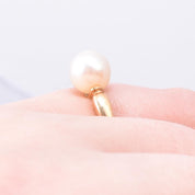 14K Gold Pearl Solitaire Ring