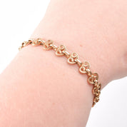 14K Gold Victorian Heart Link Bracelet